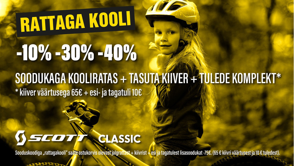 Soodukaga KOOLIRATAS + TASUTA KIIVER ja TULED!