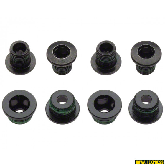 CHAINRING BOLT KIT 4X2 M10 ALUMINUM / M8 STEEL BLACK QTY 4