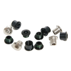 CHAINRING BOLT KIT 4X3 M8.5X7 / M8.5X5 ALUMINUM BLACK / M8 STEEL SILVER TRIPLE QTY 4 CHAINRING BOLT KIT 4X3 M8.5X7 / M8.5X5 ALUMINUM BLACK / M8 STEEL SILVER TRIPLE QTY 4