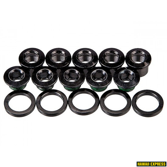 esihammasratta kinnituspoltide KMPL 5tk 5X1 M8.5X7 / M8.5X5 STEEL BLACK / 2MM SPACERS must sram