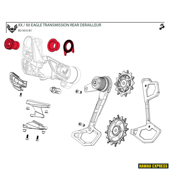 Varuosa tagakäiguvahetajale REAR DERAILLEUR FULL MOUNT BOLT KIT X0 T-TYPE EAGLE AXS